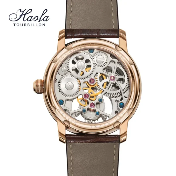 Haofa GMT Tourbillon Movement Wristwatch for Men Skeleton Luxury Moonphase Mechanical Sapphire Watches Mens 1028 1
