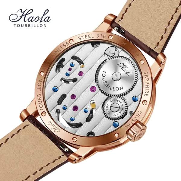Haofa Luxury Double Tourbillon Mechanical Watch For Men Sapphire Manual Flying Tourbillon Wristwatches Skeleton Movement Watch 1