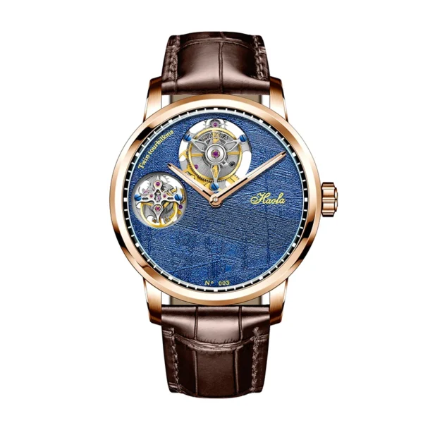 Haofa Luxury Double Tourbillon Mechanical Watch For Men Sapphire Manual Flying Tourbillon Wristwatches Skeleton Movement Watch 4