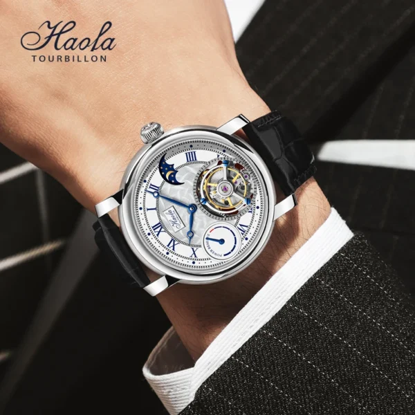 Haofa Luxury Tourbillon Watch for Men Mechanical Sapphire Manual Tourbillon Moonphase Wristwatches Skeleton Watch Fashion 1016 1