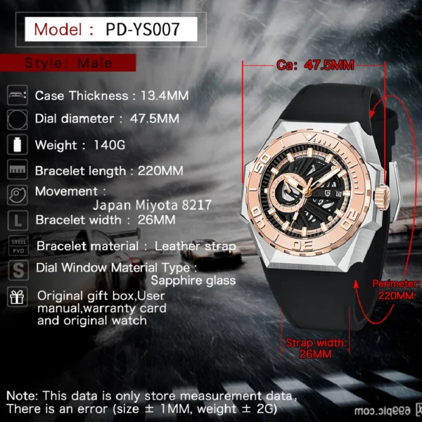 New PAGANI DESIGN Luxury Men s Mechanical Wrist Watch Skeleton Automatic Watch For Men Waterproof Clock 4