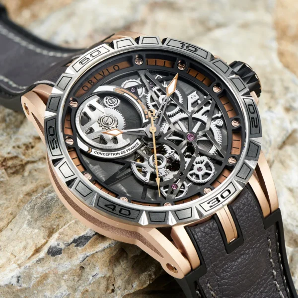 OBLVLO Brand Sport Skeleton Automatic Mechanical Watches for Men Self Wind Rubber Strap Sapphire Waterproof Shockproof