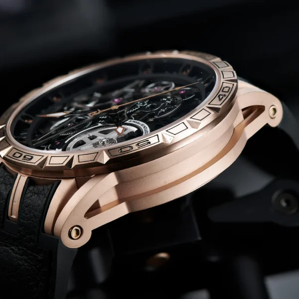 OBLVLO Sport Skeleton Automatic Mechanical Watches for Men Self Wind Rubber Strap Sapphire Waterproof Rose Gold 3