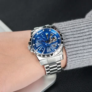OBLVLO Top Brand Skeleton Watches Mechanical Automatic Watch For Men Sport Clock Casual Luminous Bracelet Wrist 1