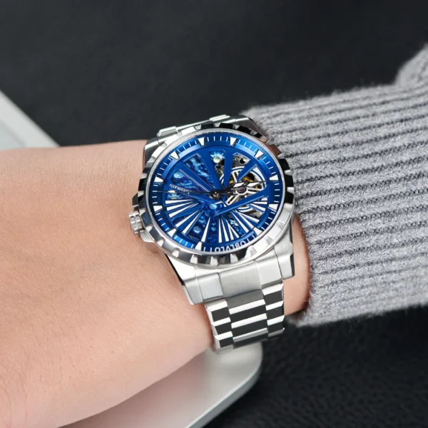 OBLVLO Top Brand Skeleton Watches Mechanical Automatic Watch For Men Sport Clock Casual Luminous Bracelet Wrist 1