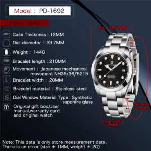 PAGANI DESIGN New Men Mechanical Wristwatches Top Brand Sapphire Glass 200M Waterproof Automatic Watch for Men