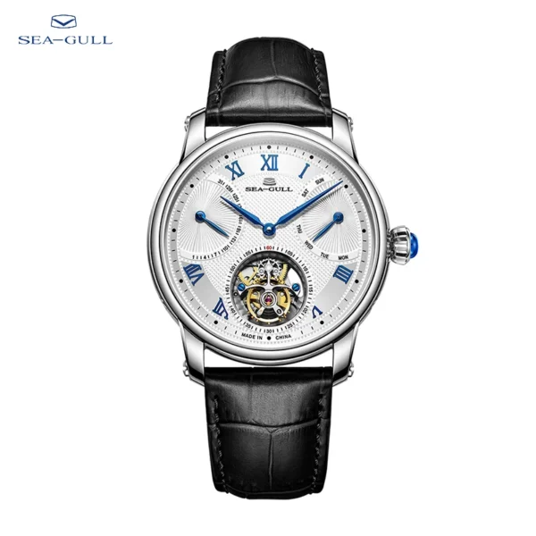 Seagull Luxury Tourbillon Watch Men s Mechanical Wristeatch Sapphire Glass Genuine Alligator Strap 42mm 818 11