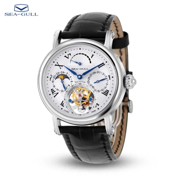 Seagull Men s Watch Tourbillon Mechanical Watch Multifunctional Calendar Potential Energy Sun Phase Men s