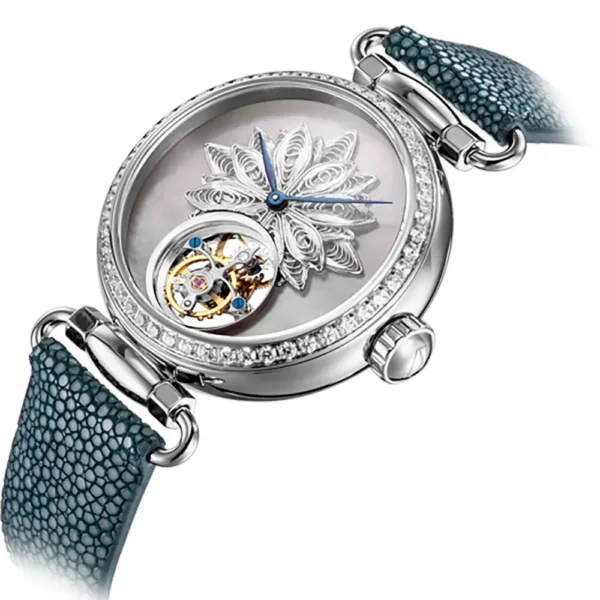 Seagull Tourbillon Mechanical Watch Vintage Women Manual Winding Wristwatch Lady Waterproof Leather 1